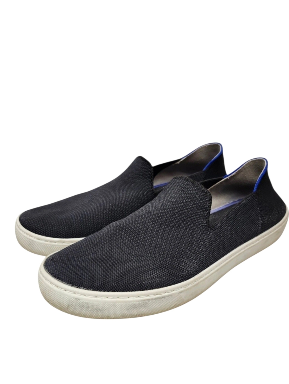 Rothy’s The Original Slip-on Sneaker Womens 9 Black Blue Canvas Casual Travel